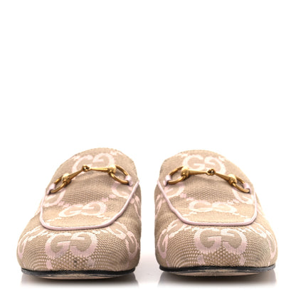 Gucci Monogram Macro GG Nappa Charlotte Womens Princetown Slippers 38 Beige Perfect Pink 3 of 13