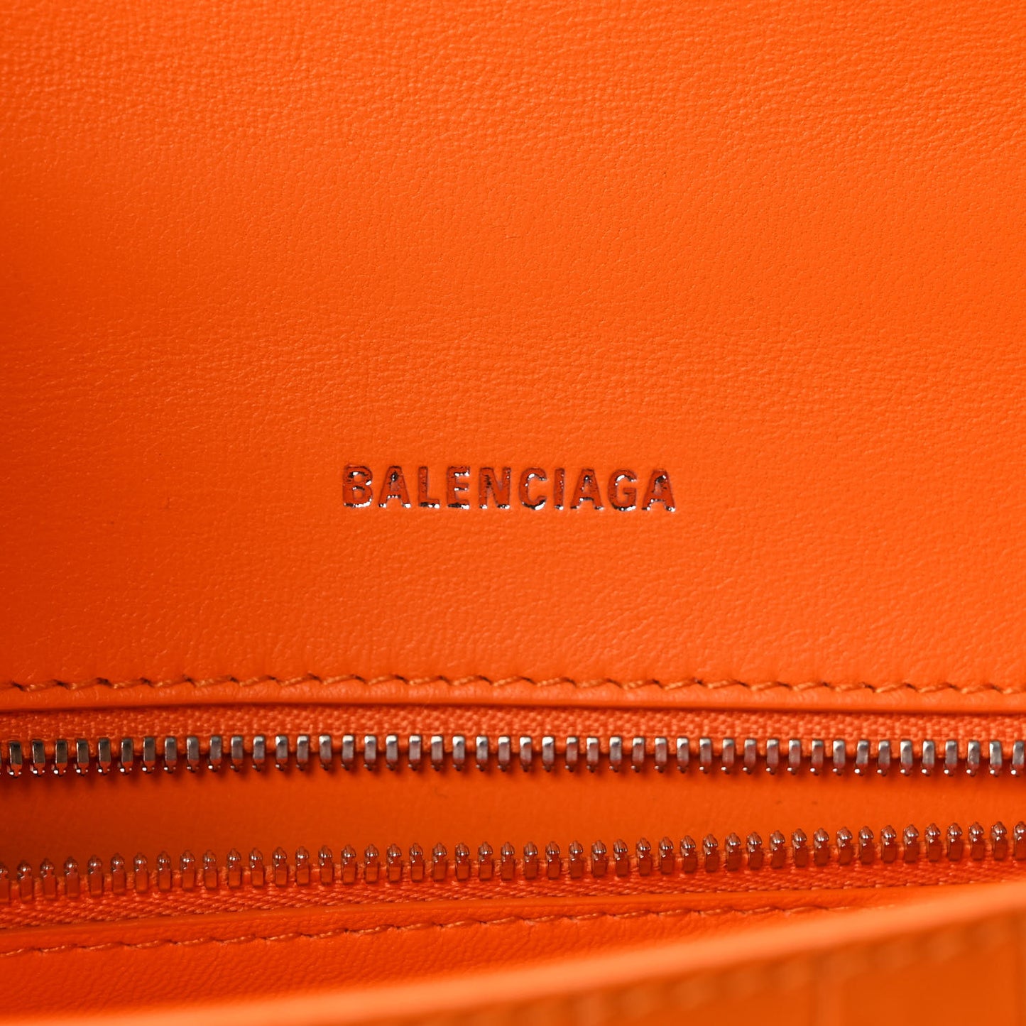 Shiny Calfskin Crocodile Embossed Small Hourglass Top Handle Bag Pop Orange