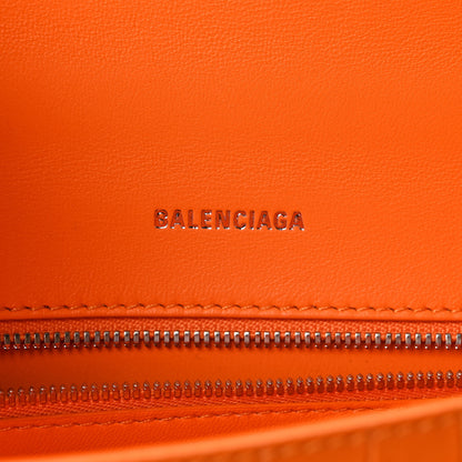 Balenciaga Shiny Calfskin Crocodile Embossed Small Hourglass Top Handle Bag Pop Orange 6 of 10