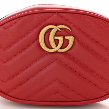 Gucci Calfskin Matelasse GG Marmont Belt Bag 85 34 Hibiscus Red 8 of 11