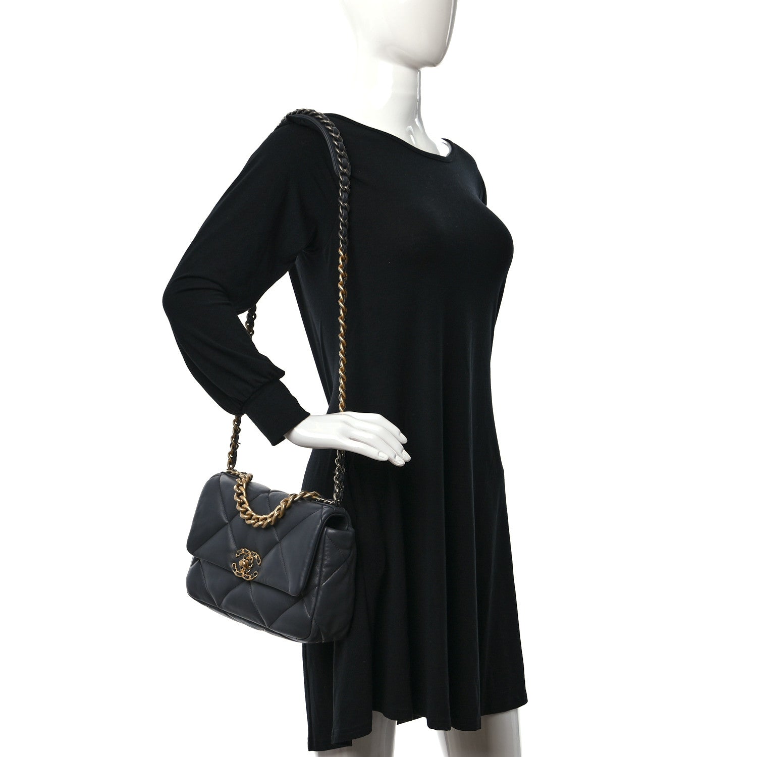 Chanel Lambskin Quilted Medium Chanel 19 Flap Dark Grey 2 of 10