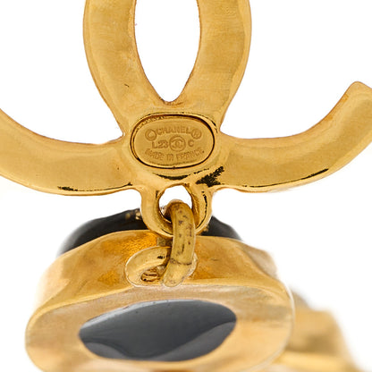 Chanel Resin CC Drop Earrings Gold Black 4 of 5