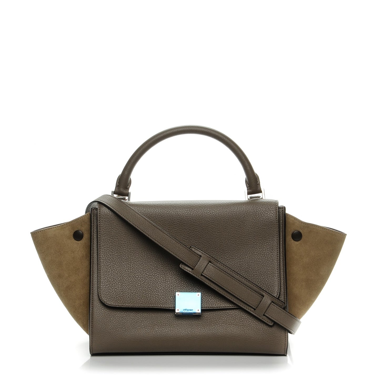 Drummed Calfskin Suede Small Trapeze Souris