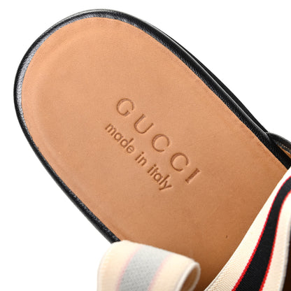 Gucci Goatskin Stripe Mens Horsebit Slingback Slippers 10.5 Black 8 of 11