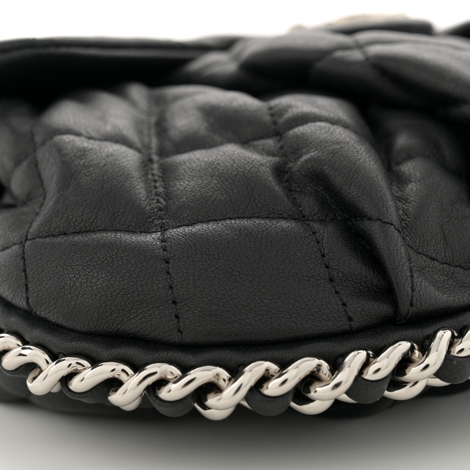 Chanel Washed Lambskin Quilted Medium Chain Around Flap  Black 9 of 10