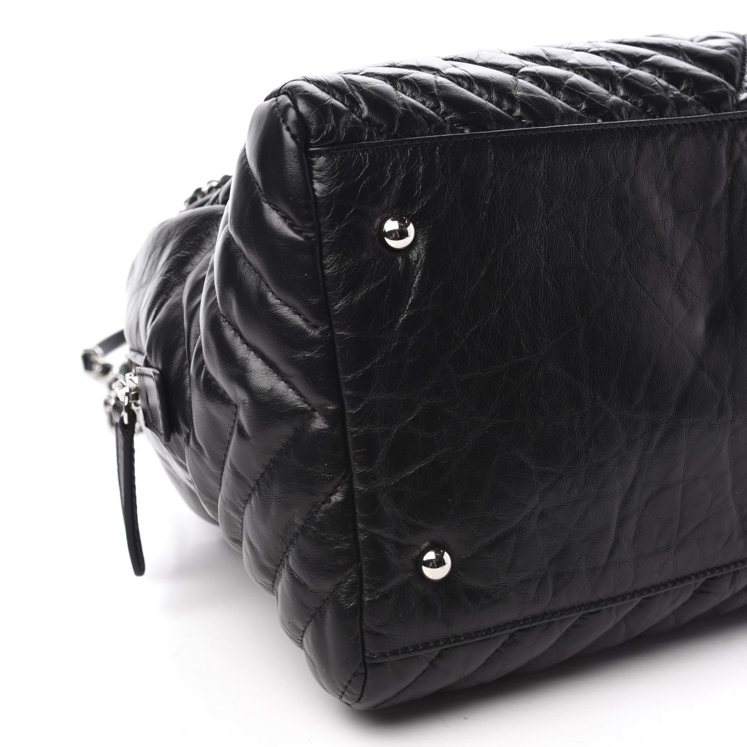 Chanel Aged Calfskin Chevron Medium Soft Bowling Bag Black 6 of 10