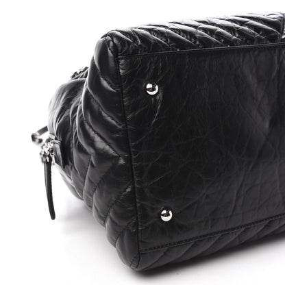 Chanel Aged Calfskin Chevron Medium Soft Bowling Bag Black 6 of 10