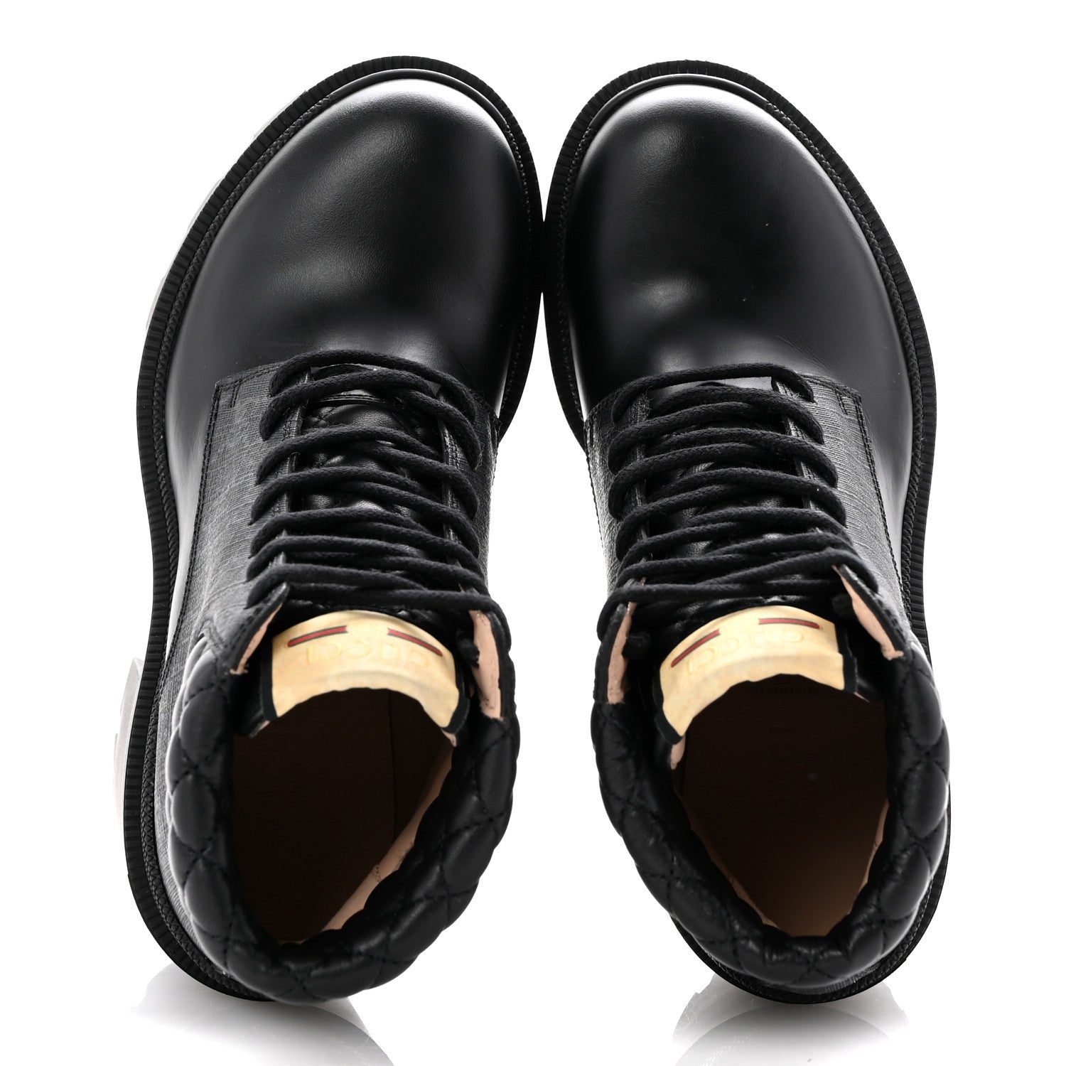 Gucci Apollo Calfskin GG Supreme Nappa Samoa Quilted Lace Up Ankle Boots 35 Black 2 of 10