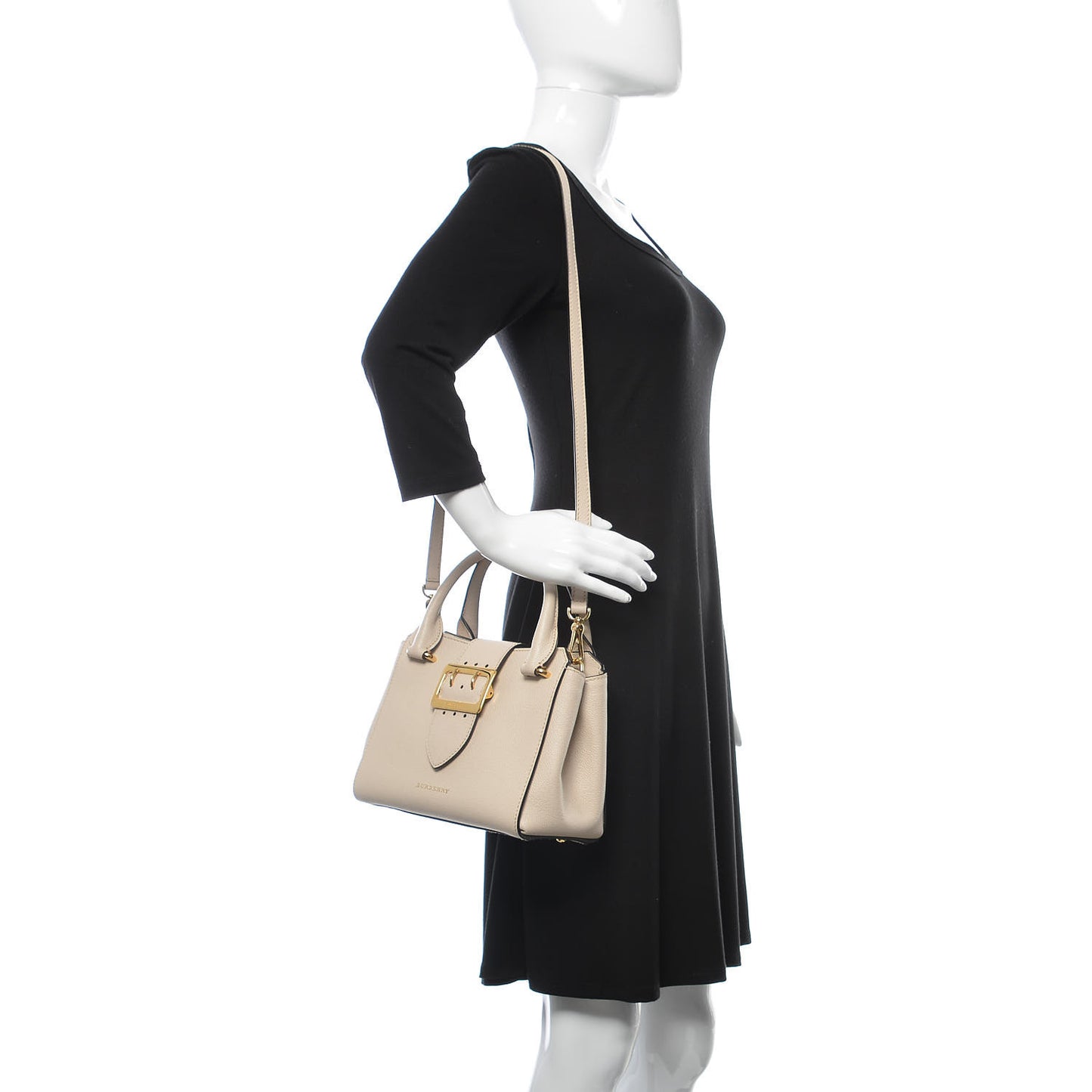 Soft Grain Calfskin Small Buckle Tote Limestone