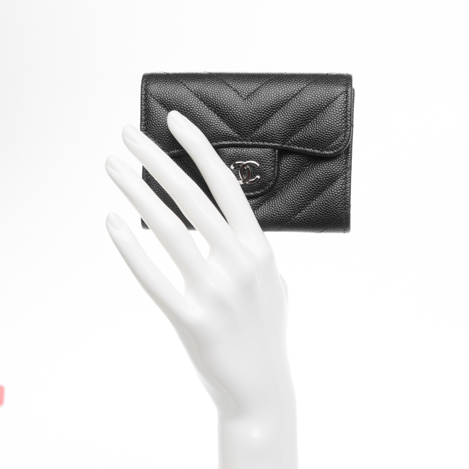 Chanel Caviar Chevron Quilted Card Holder Wallet Black 2 of 8