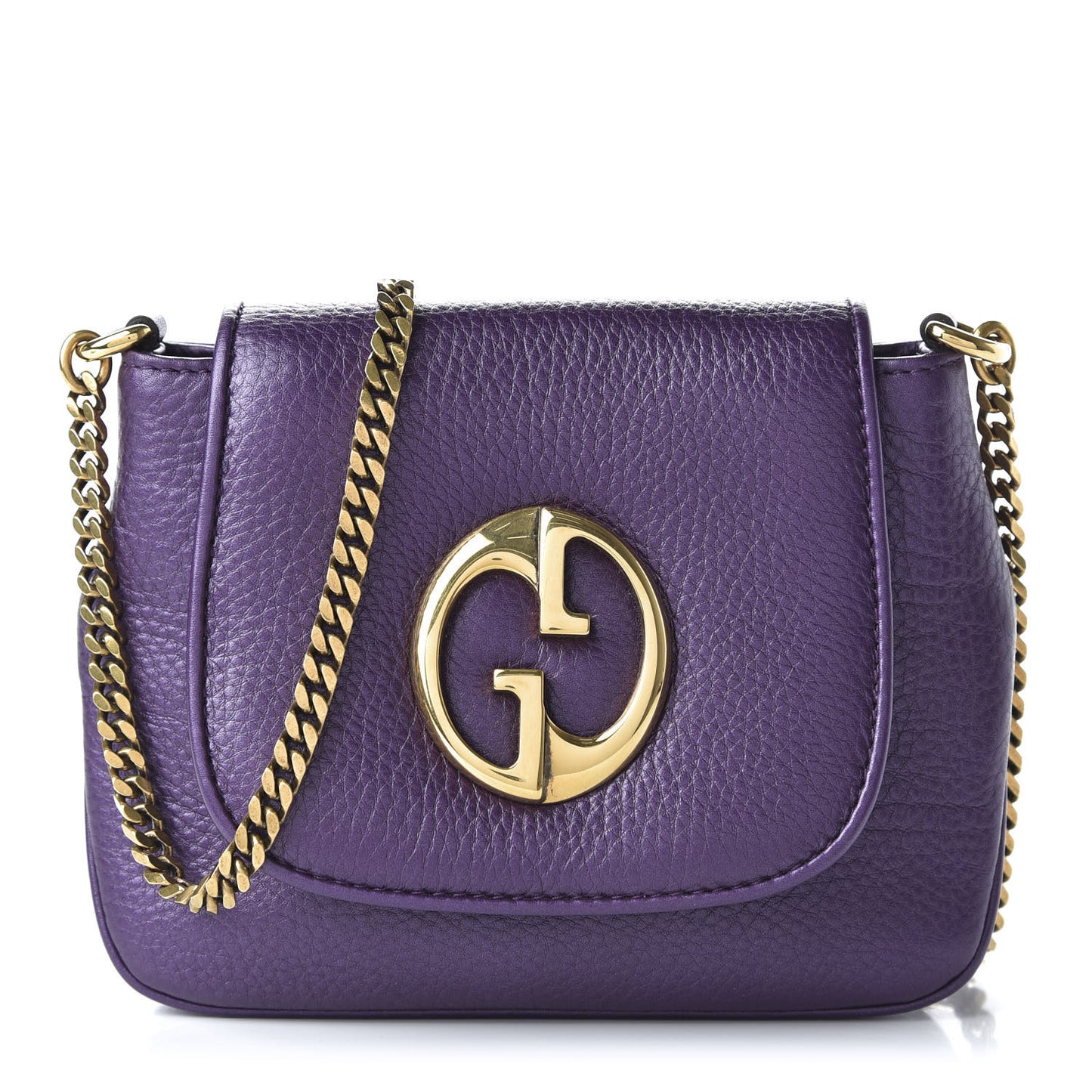 Metallic Pebbled Calfskin Small 1973 Chain Shoulder Bag Purple