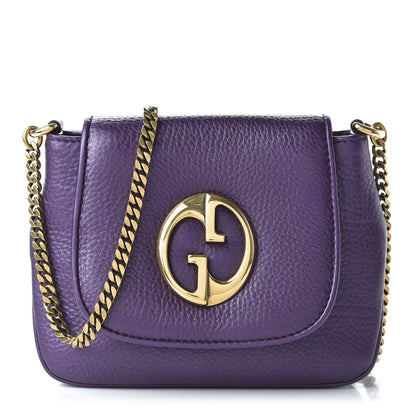 Gucci Metallic Pebbled Calfskin Small 1973 Chain Shoulder Bag Purple 1 of 10
