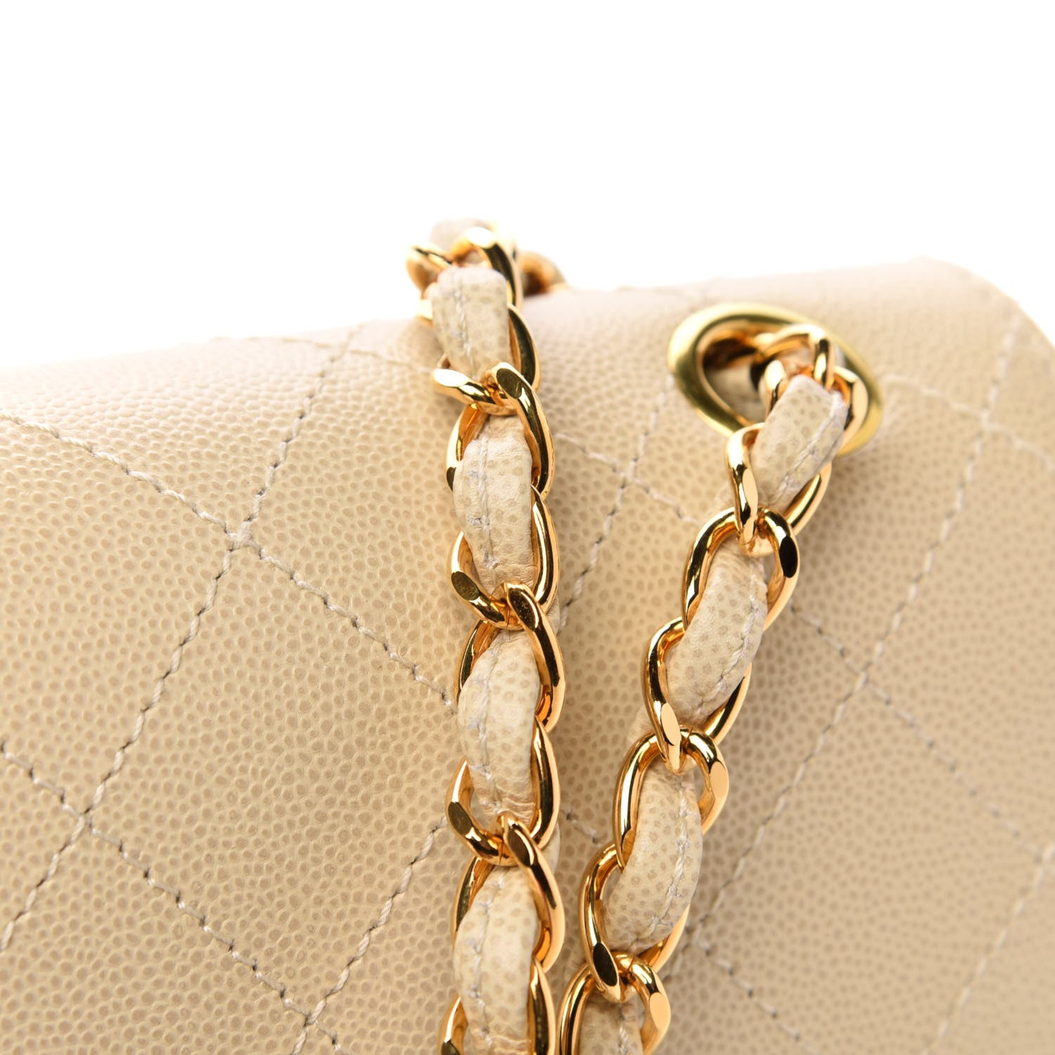 Chanel Caviar Stitch Medium Single Flap Beige Clair 14 of 15