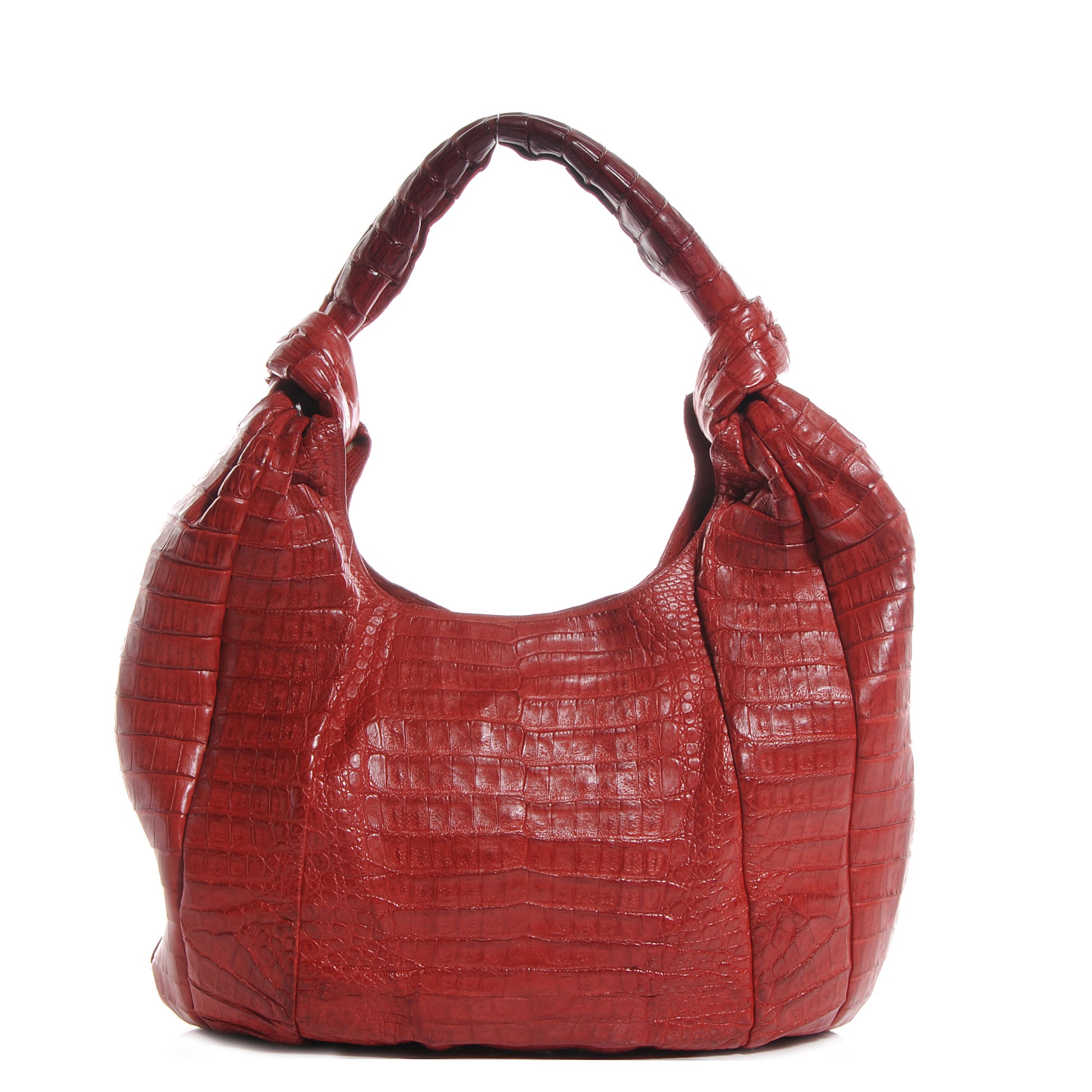 Nancy Gonzalez Crocodile Medium Knotted Handle Hobo Red 1 of 6