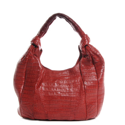 Nancy Gonzalez Crocodile Medium Knotted Handle Hobo Red 1 of 6