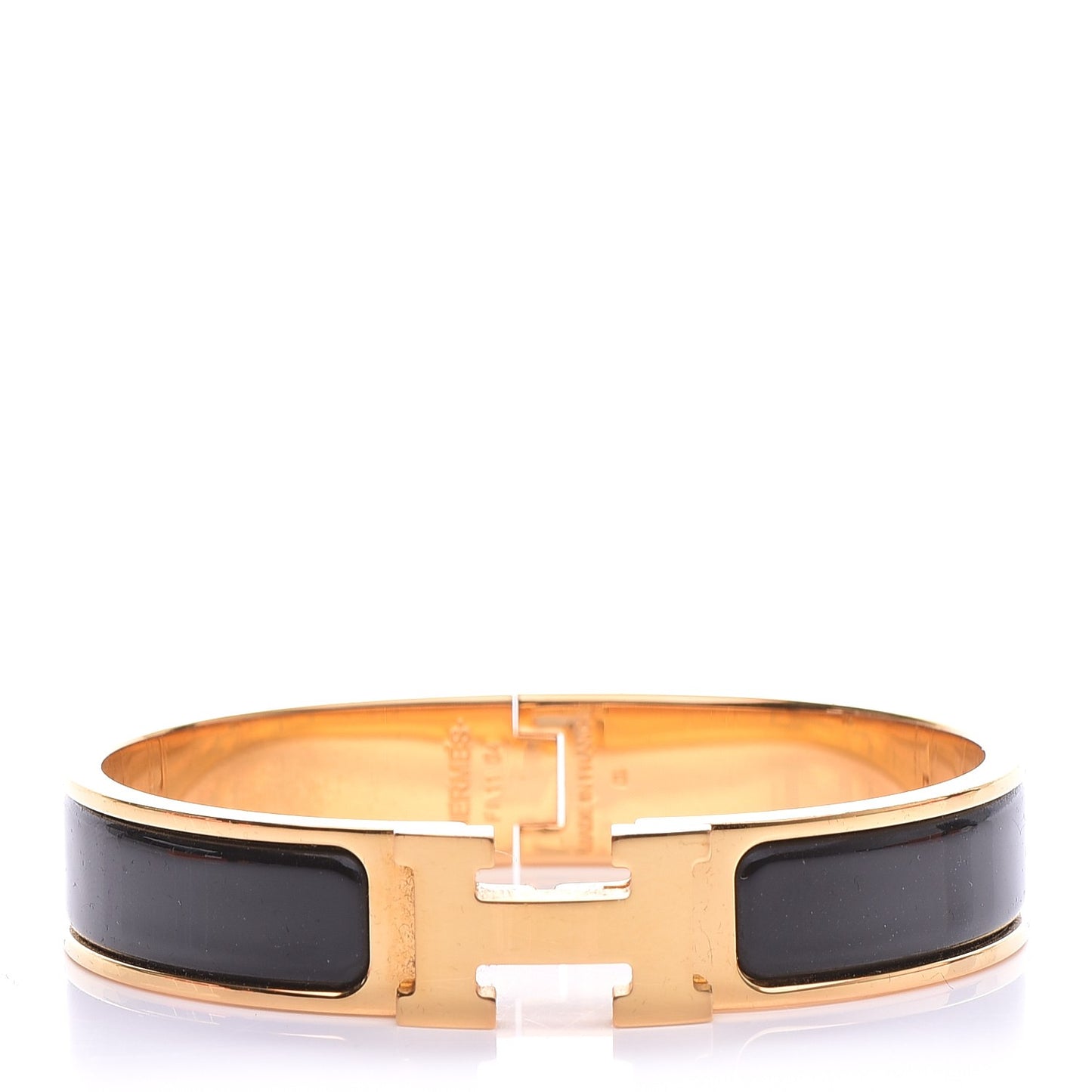 Enamel Narrow Clic Clac H Bracelet PM Black