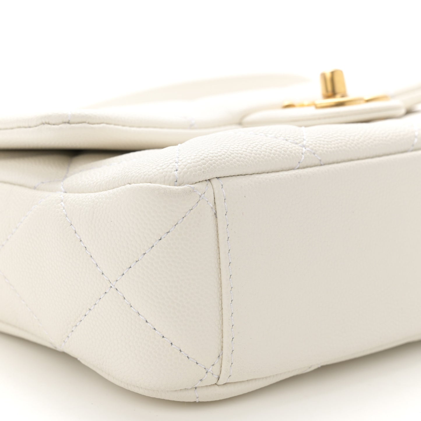 Caviar Quilted Small Twist Your Buttons Flap White
