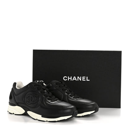 Chanel Calfskin CC Sneakers 38 Black 11 of 11