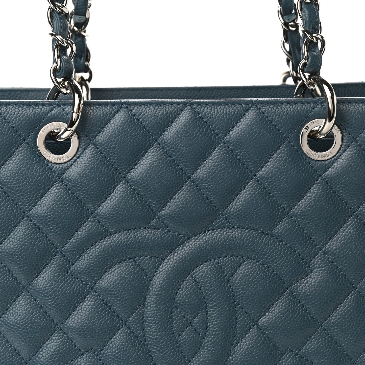 Caviar Quilted Grand Shopping Tote GST Blue