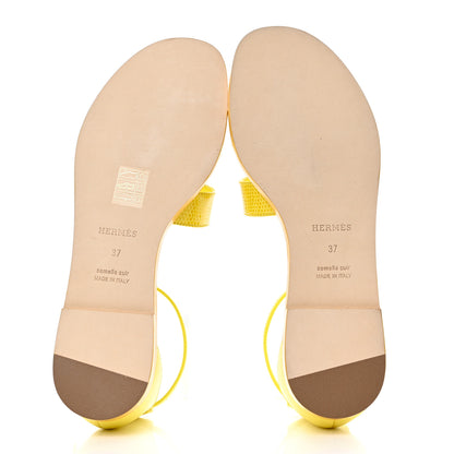 Hermes Lizard Santorini Sandals 37 Jaune Curcuma 5 of 9