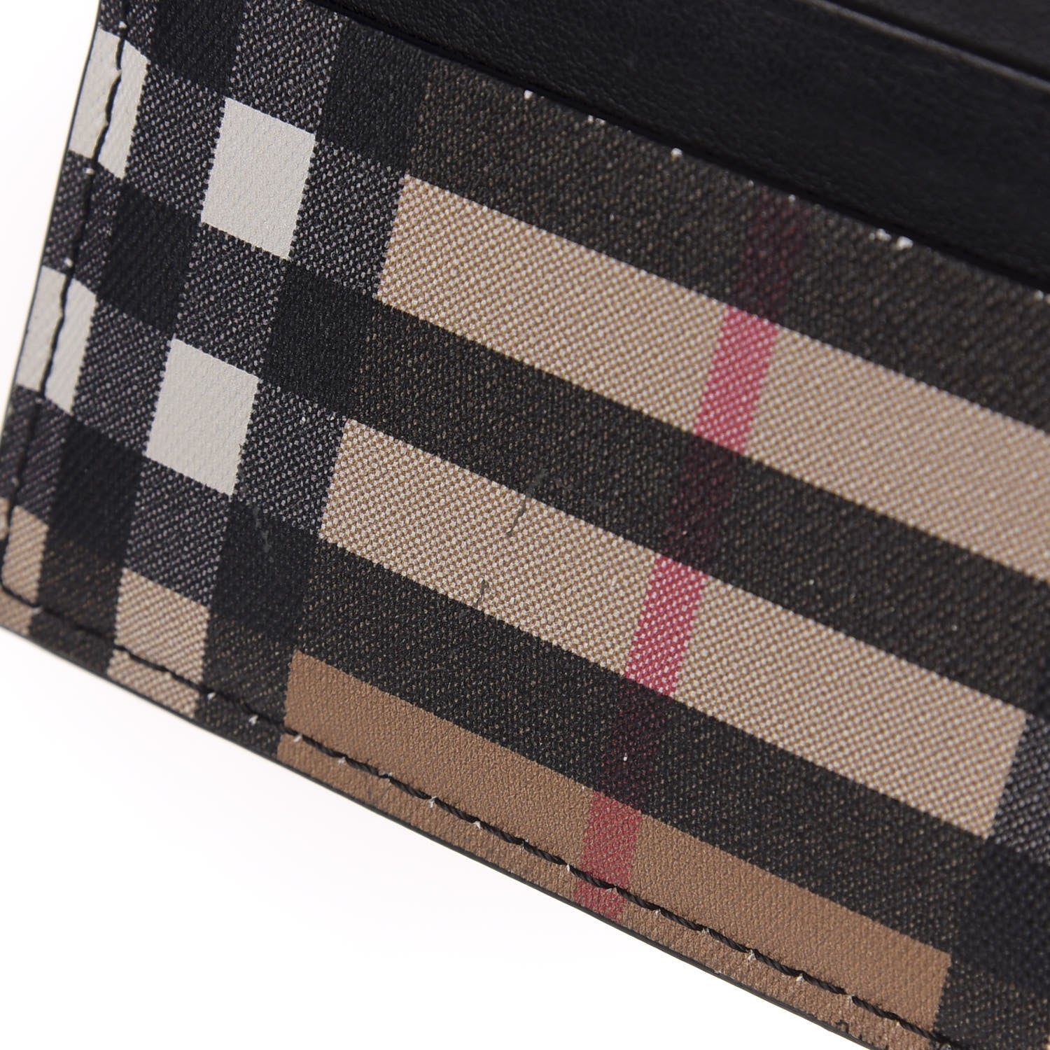 Burberry Smooth Calfskin Vintage Check Sandon Card Case Black 7 of 7