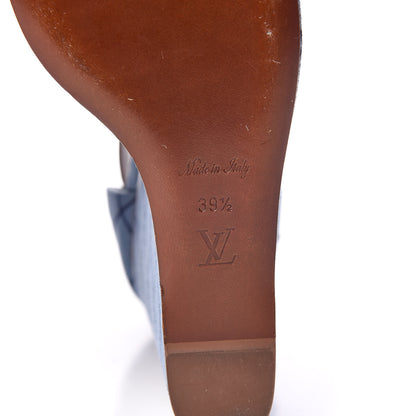 Louis Vuitton Denim Malletage Blossom Wedge Sandal 39.5 7 of 9