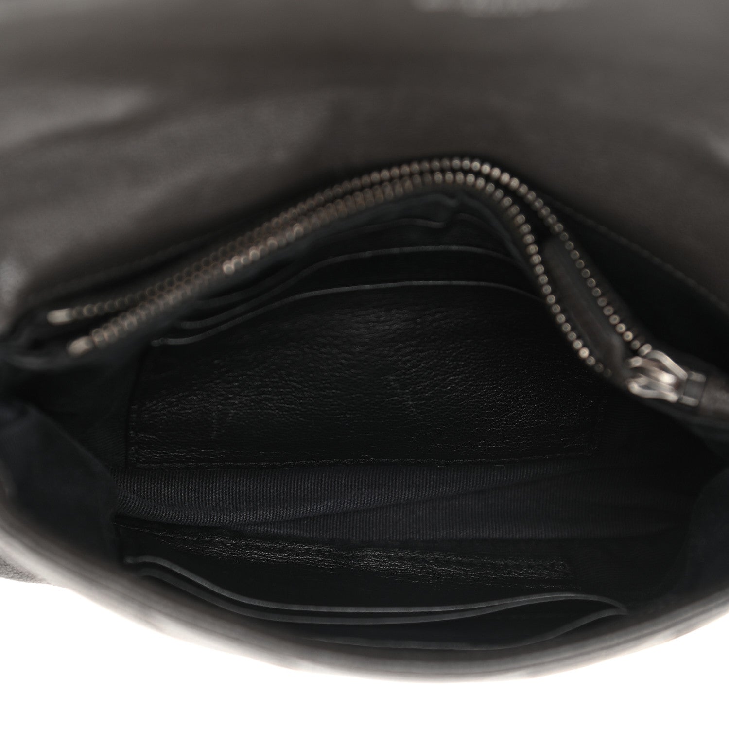 Saint Laurent Sheepskin Matelasse Chevron Monogram College Chain Wallet Coal 5 of 13