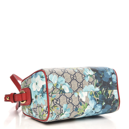 Gucci GG Supreme Monogram Blooms Mini Boston Navy Blue Hibiscus 4 of 9