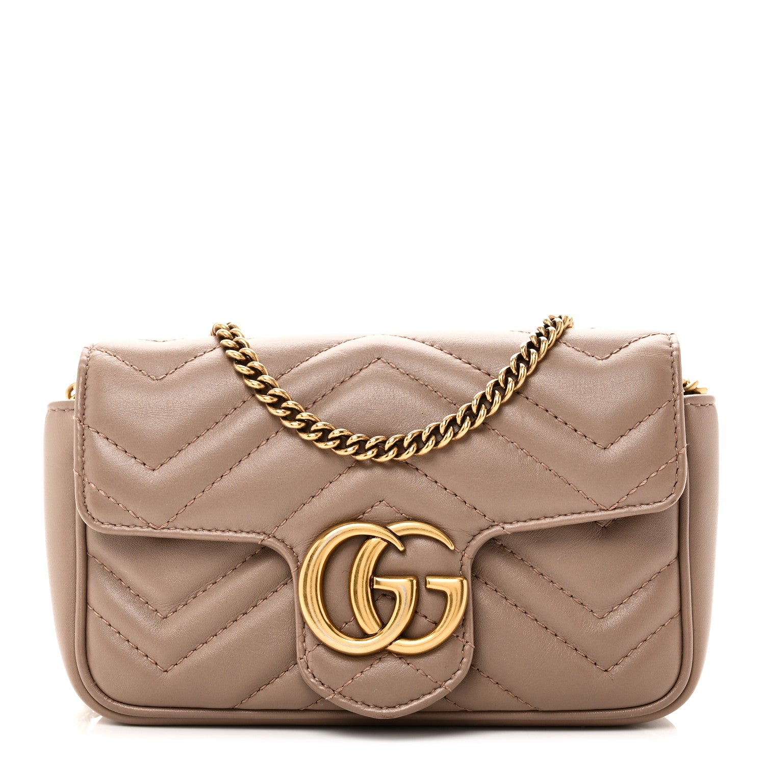 Gucci Calfskin Matelasse Super Mini GG Marmont Shoulder Bag Porcelain Rose 1 of 10