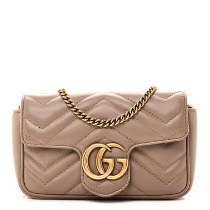 Gucci Calfskin Matelasse Super Mini GG Marmont Shoulder Bag Porcelain Rose 1 of 10