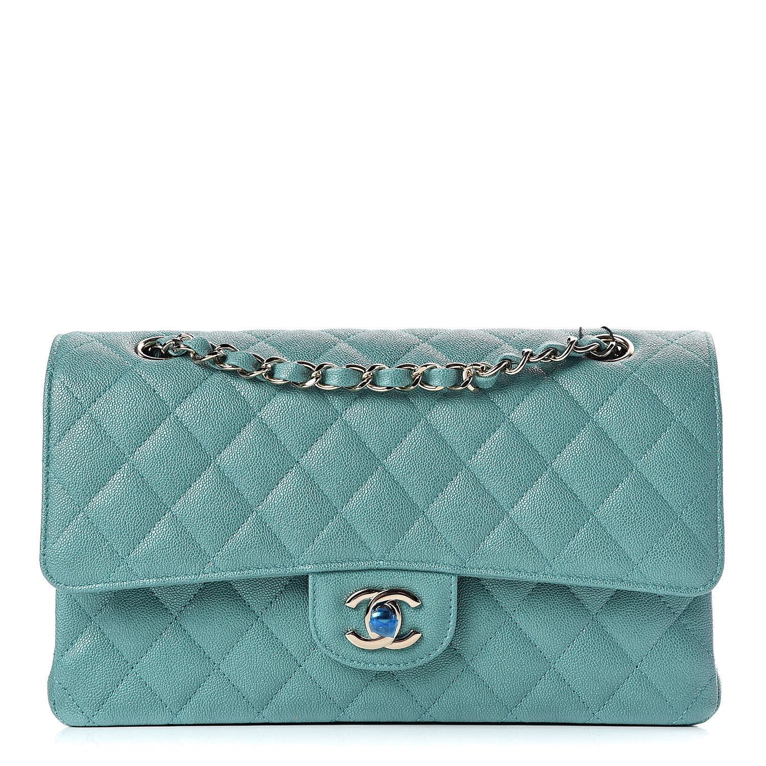 Chanel Iridescent Caviar Quilted Medium Double Flap Green 1 of 11