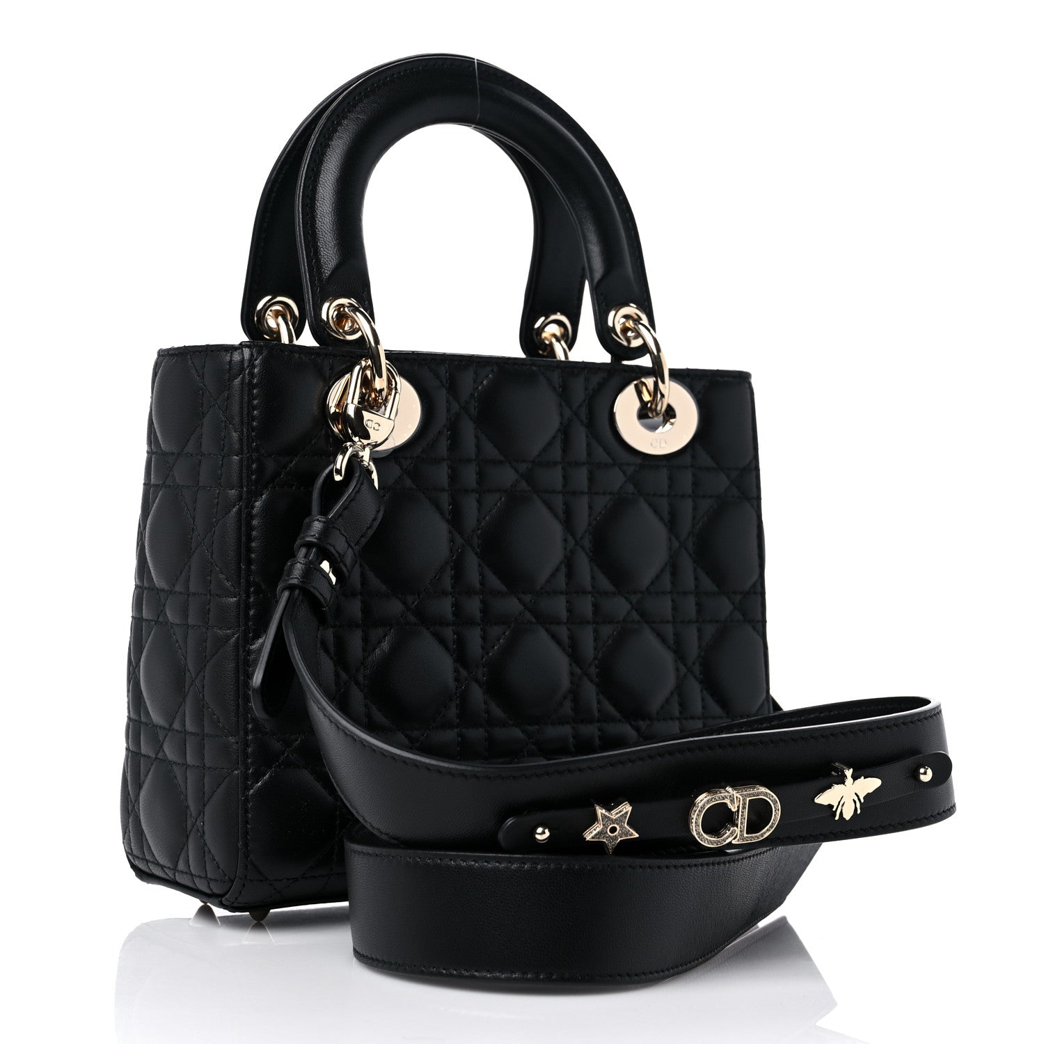 Christian Dior Lambskin Cannage Small My ABCDior Lady Dior Black 3 of 9