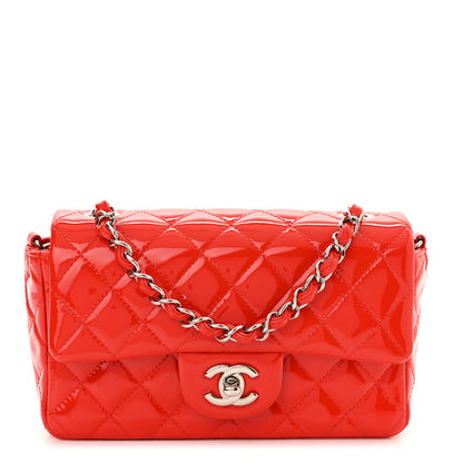 Chanel Patent Calfskin Quilted Mini Rectangular Flap Red 1 of 10