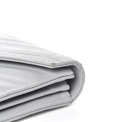 Chanel Caviar Chevron Quilted Large Gusset Flap Wallet Grey 12 of 17