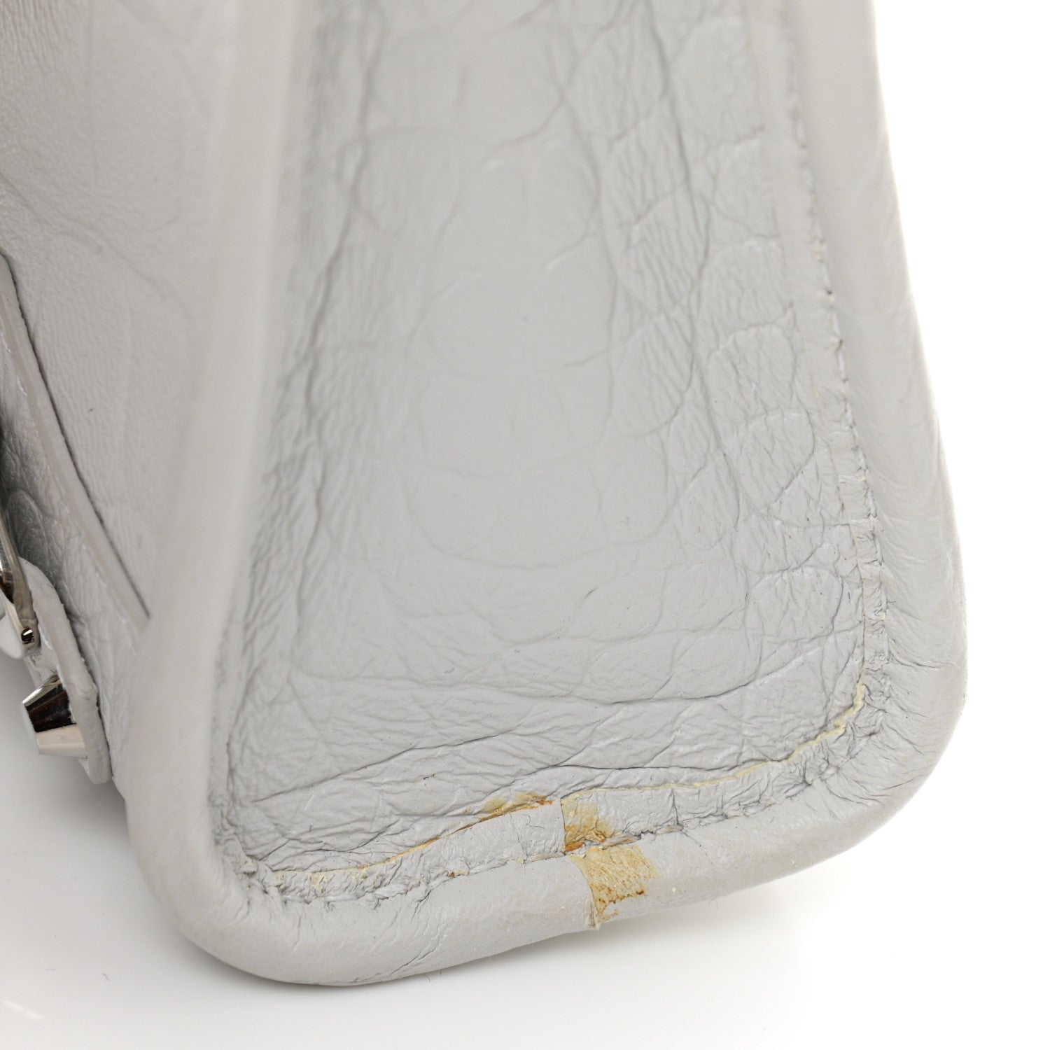 Balenciaga Matte Supple Lambskin Crocodile Embossed Classic Silver Hardware Nano City White 11 of 11
