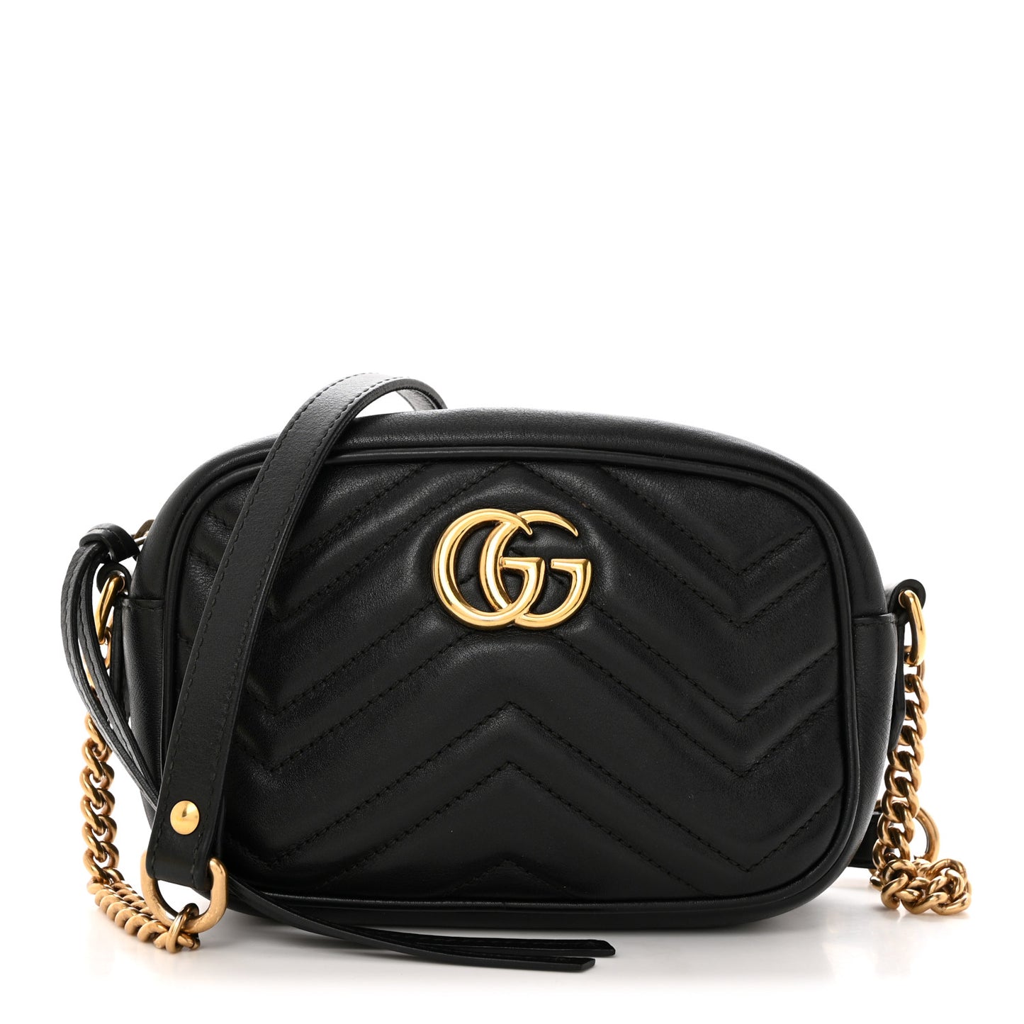 Calfskin Matelasse Mini GG Marmont Chain Shoulder Bag Black