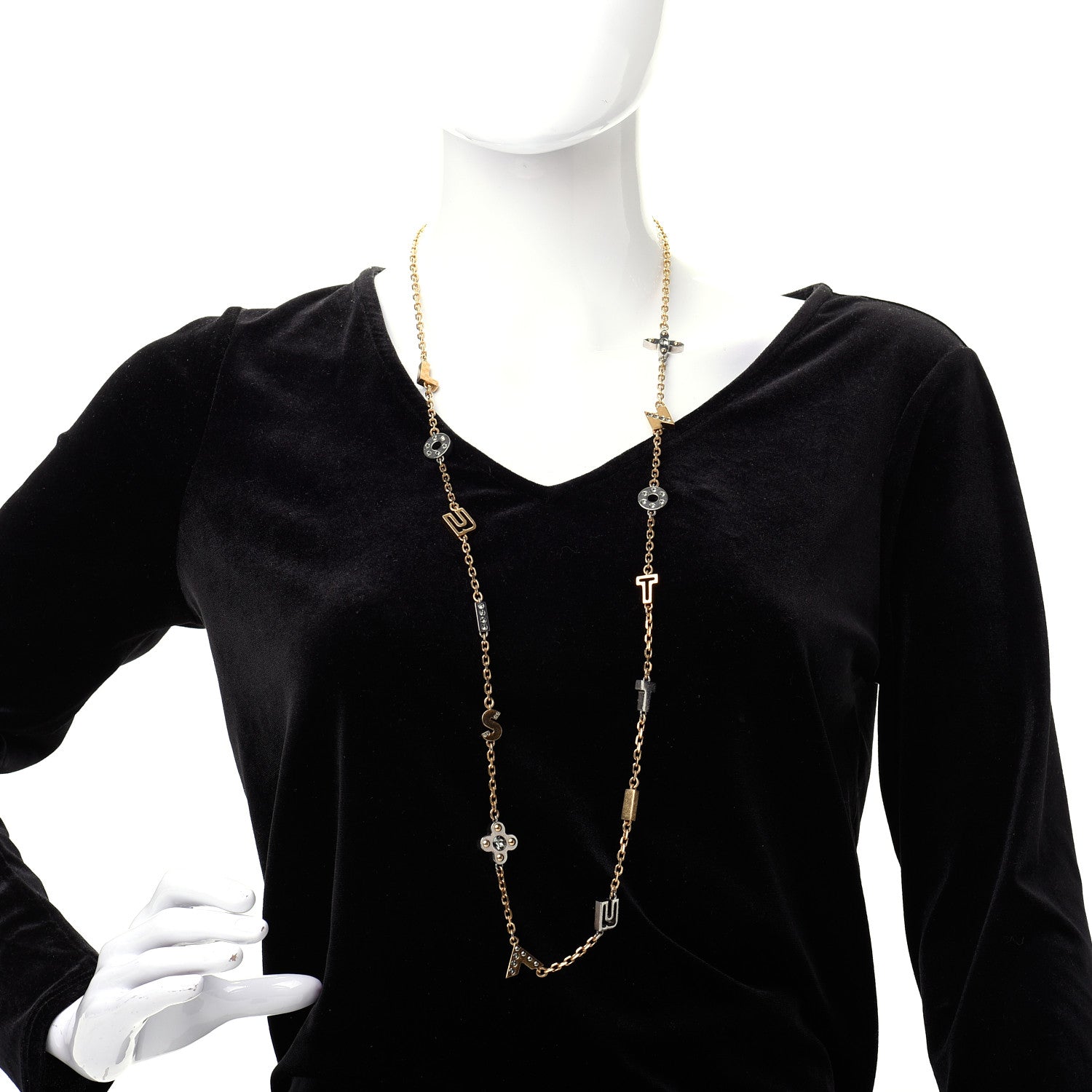Louis Vuitton Love Letters Timeless Long Necklace Gold 2 of 6