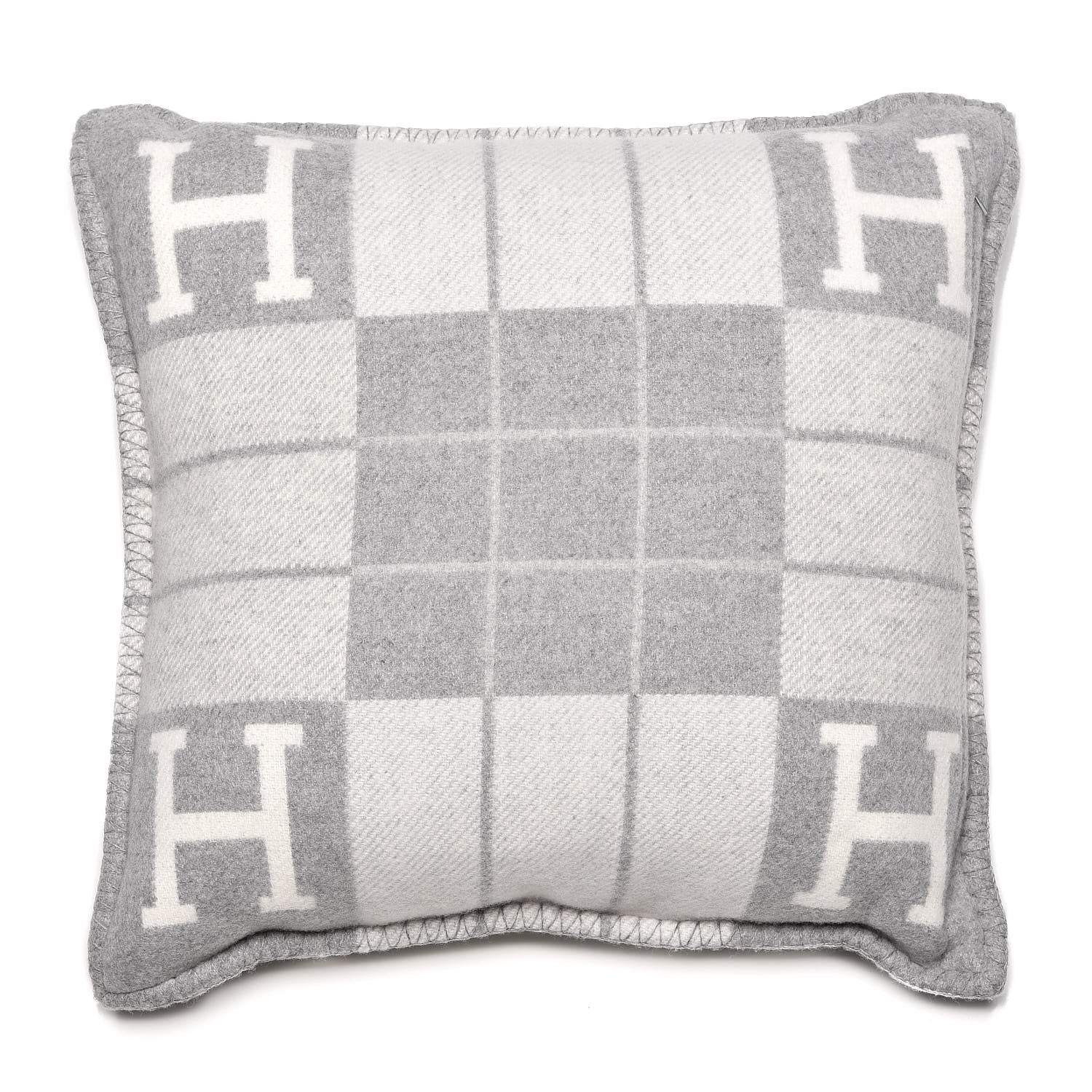 Hermes Wool Cashmere Avalon III Pillow PM Ecru Gris Clair 3 of 3