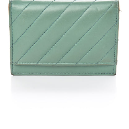 Chanel Lambskin Chevron Quilted Card Holder Wallet Green 17 of 17