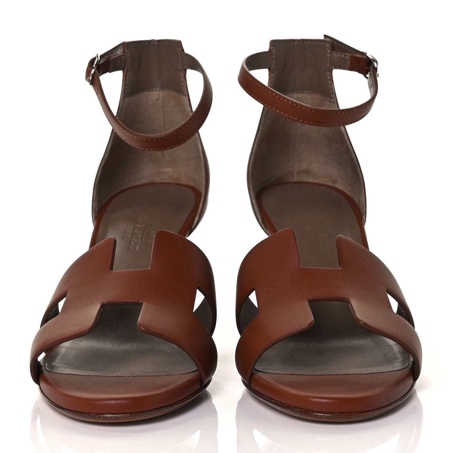Hermes Calfskin Legend Wedge Sandals 36 Gold 2 of 12