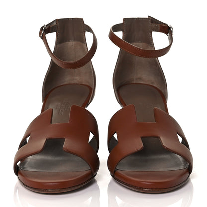 Hermes Calfskin Legend Wedge Sandals 36 Gold 2 of 12