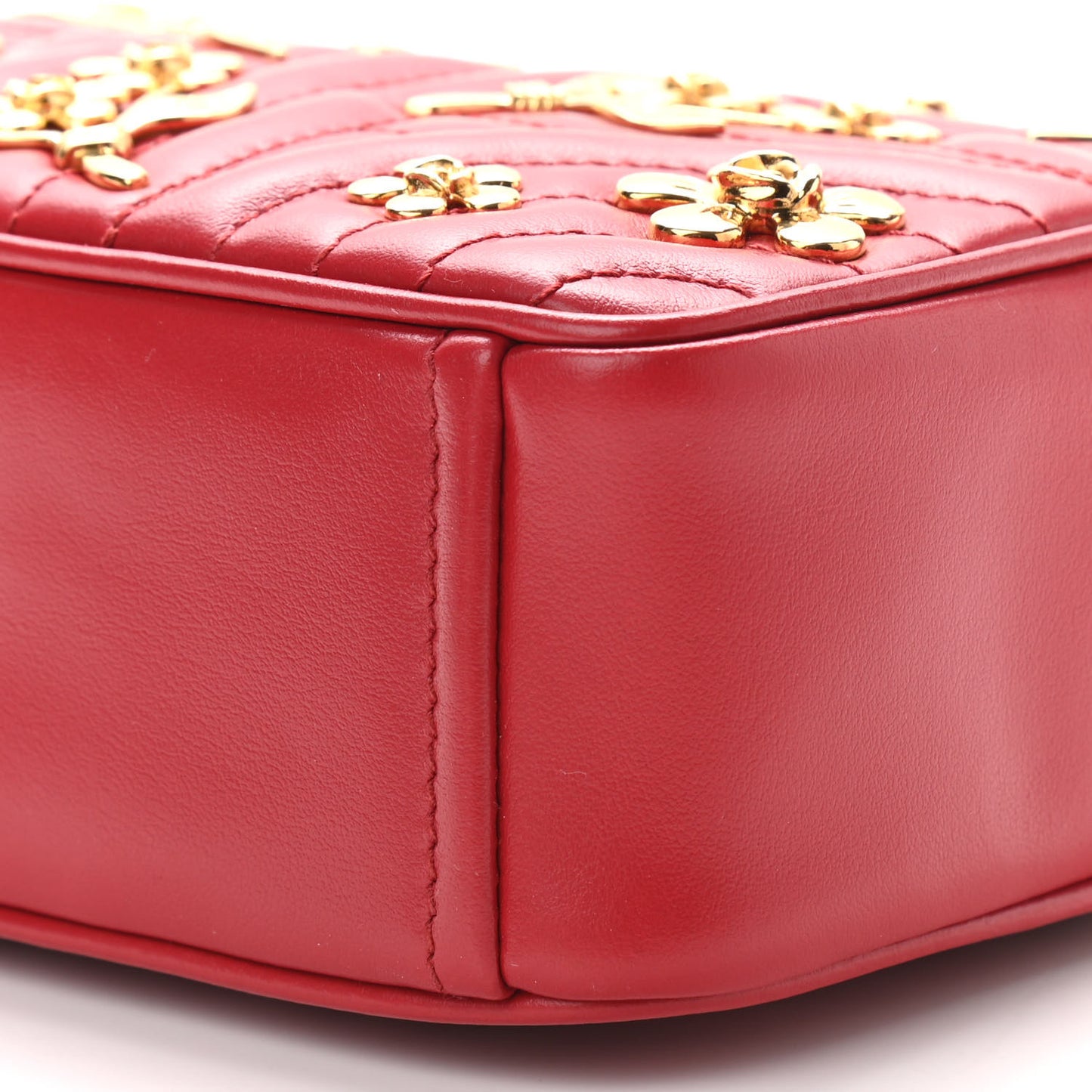 Soft Calfskin Floral Diagramme Bag Fuoco