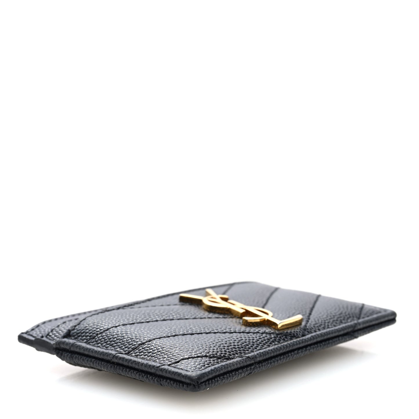 Grain De Poudre Matelasse Chevron Monogram Credit Card Case Black