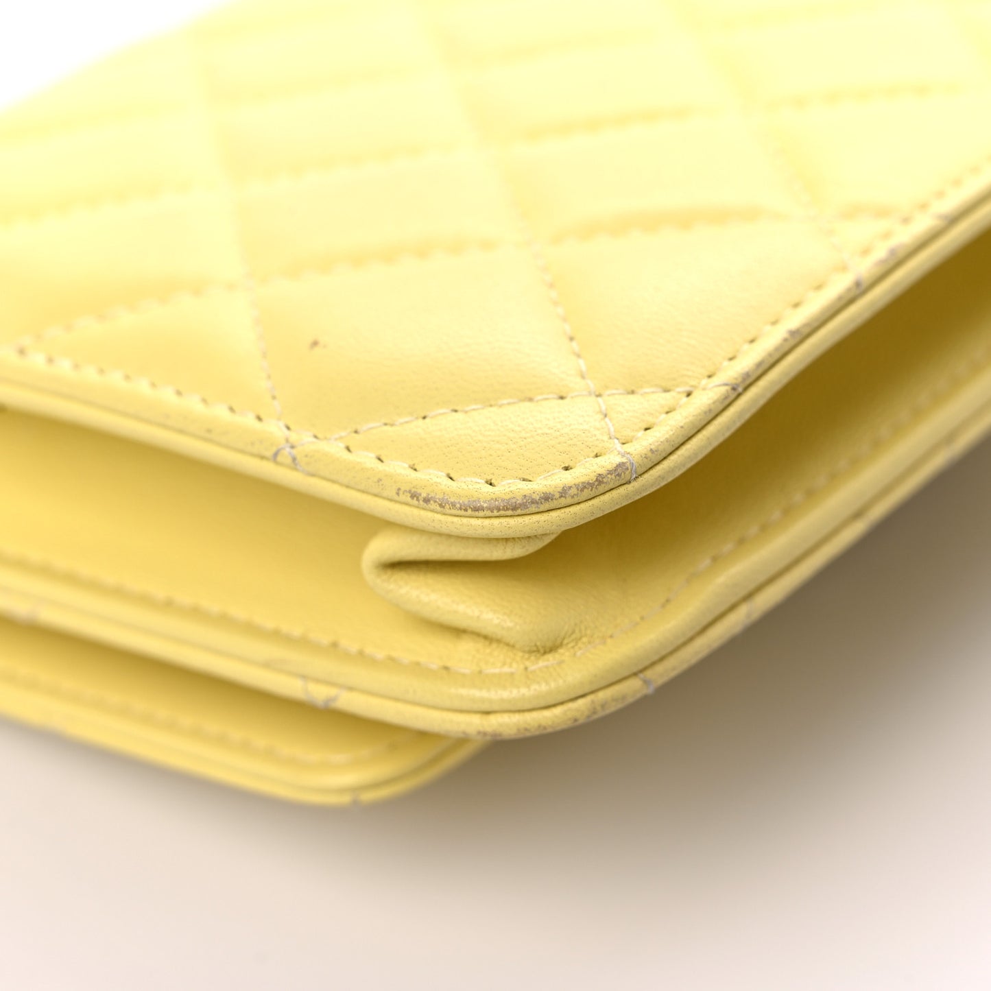 Lambskin Quilted Trendy CC Wallet On Chain WOC Yellow