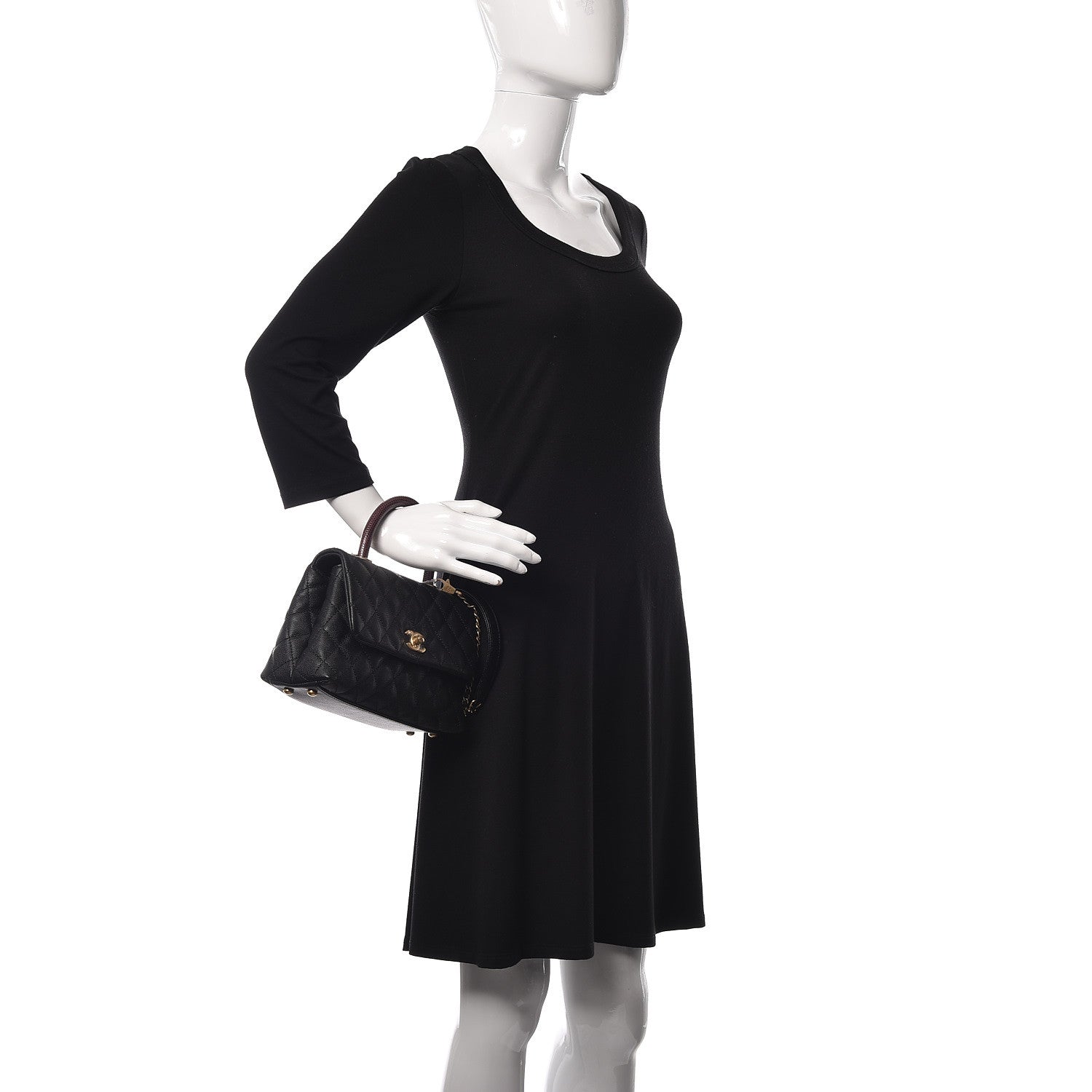 Chanel Caviar Lizard Quilted Mini Coco Handle Flap Black 2 of 13
