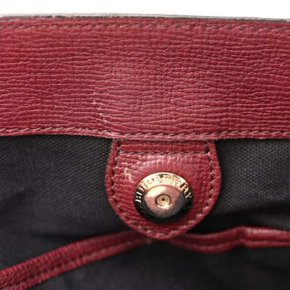 Burberry Grainy Calfskin House Check Medium Banner Tote Mahogany Red 11 of 15
