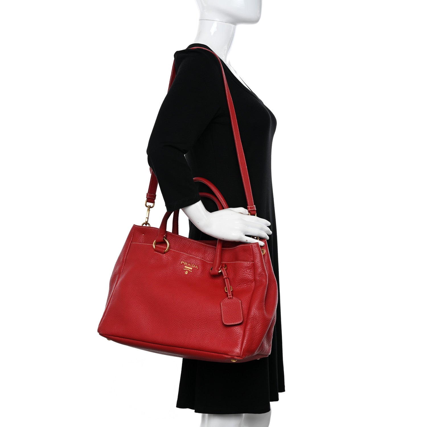 Prada Vitello Daino Tote Rosso 2 of 24