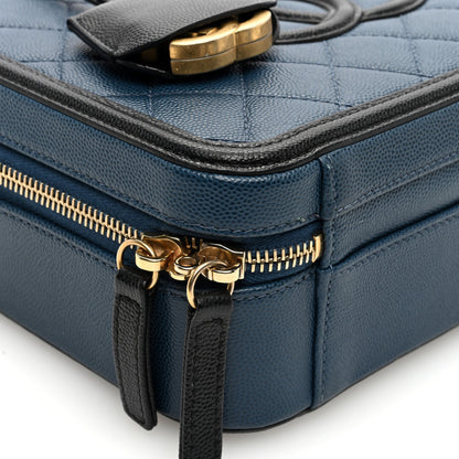Chanel Caviar Quilted Medium CC Filigree Vanity Case Navy Black 9 of 10
