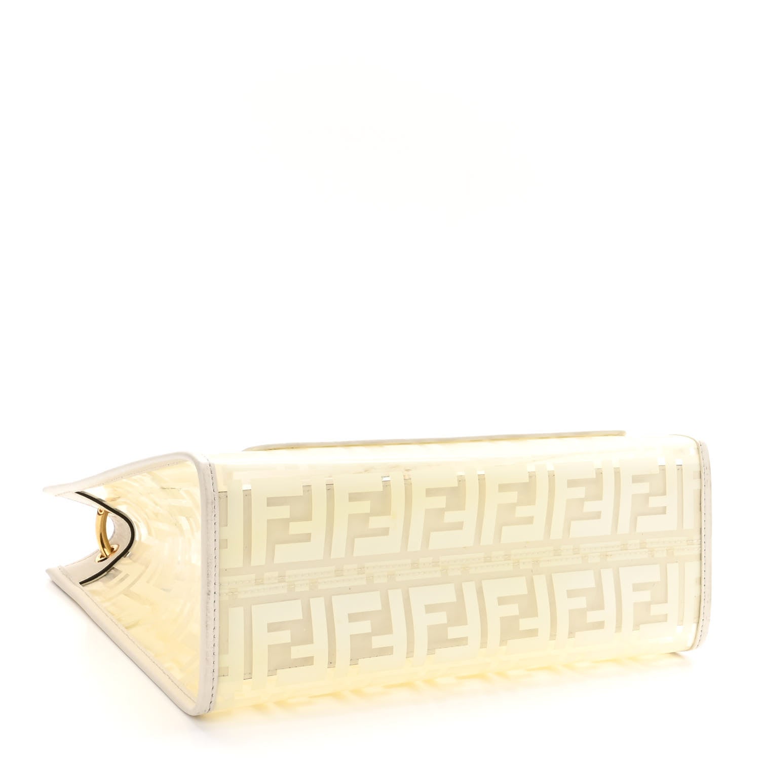 Fendi TPU FF Vitello Century Plexiglass Small Runaway Shopper Tote White 4 of 12