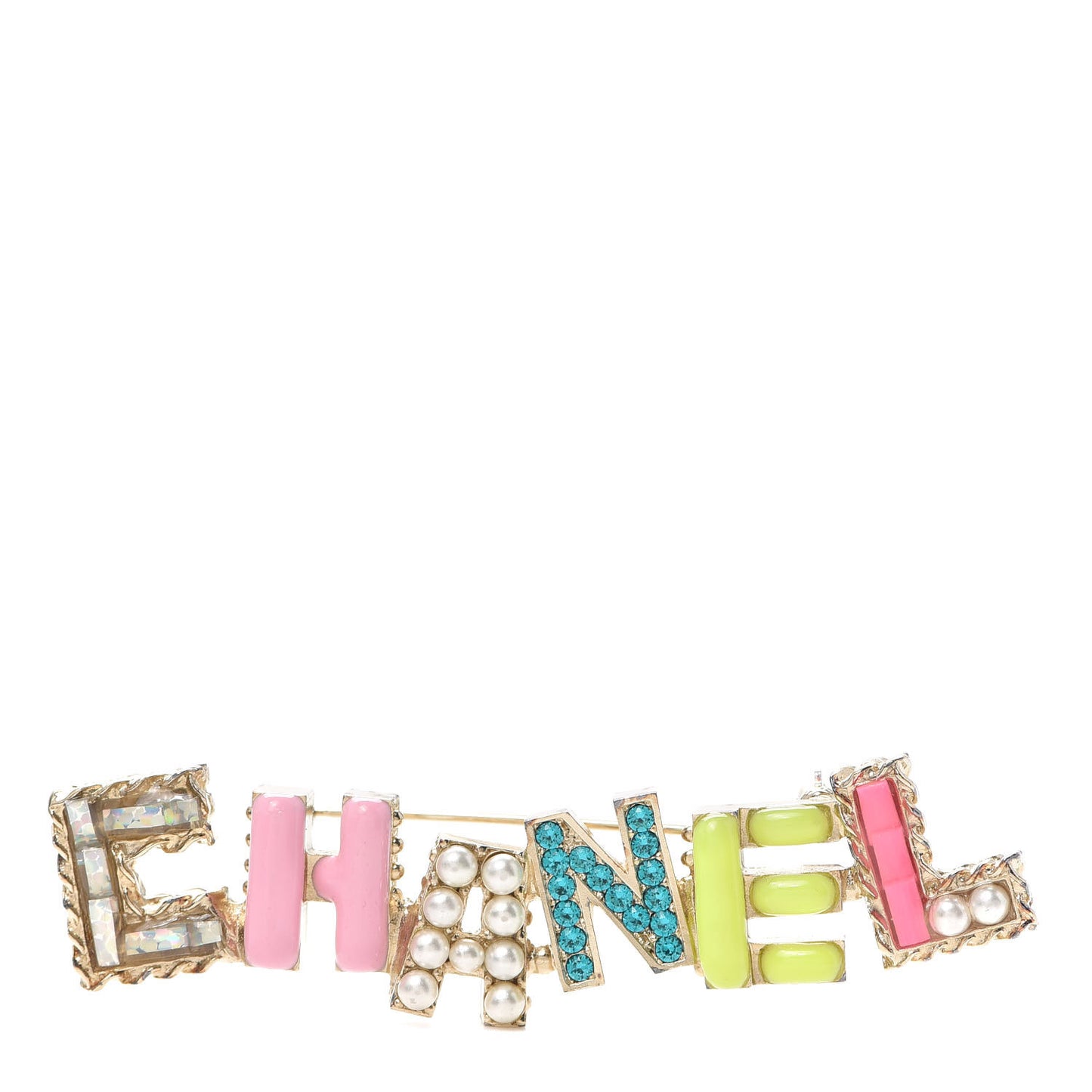 Pearl Enamel Logo Brooch Multicolor